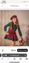 Load image into Gallery viewer, Babine Girls H Bar Skirt Set - Red, Green &amp; Gold (Beret Sold Separately)