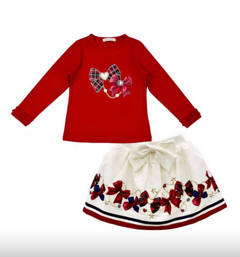 Giorgio Bambini Girls Bow Skirt Set - Red