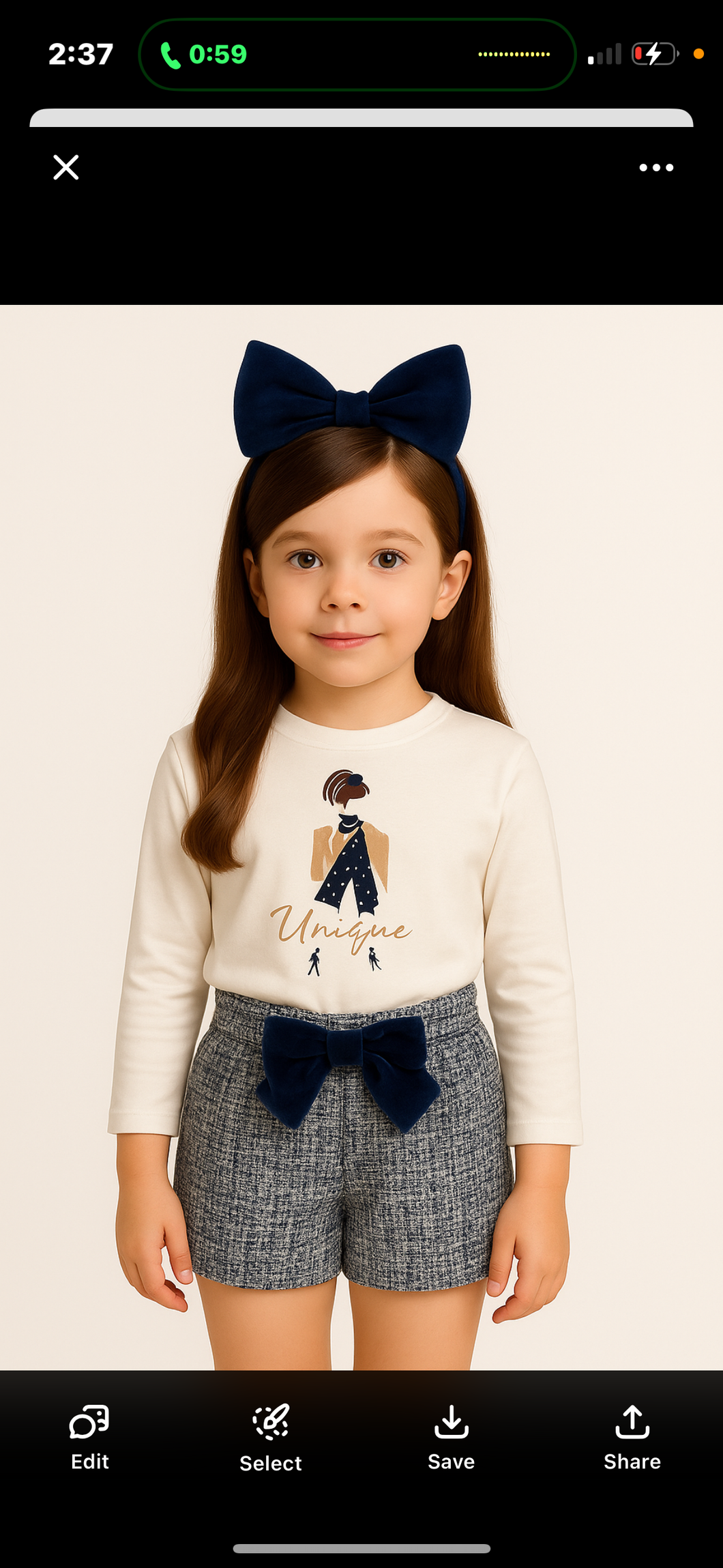 Mayoral Girls Winter Top & Velvet Bow Shorts Set X 2 - Ivory Navy Blue