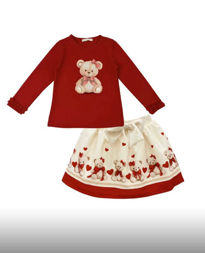Giorgio Bambini Girls Teddy Love Skirt Set - Red