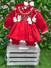 Load image into Gallery viewer, Pretty Originals Girls Double Bow Smocked Dress &amp; Blommers