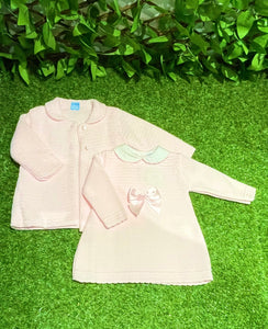 Sardon Girls Pink Knitted Jacket & Dress Set