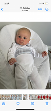 Load image into Gallery viewer, Baby Boys White Smocked Velour Baby Grow