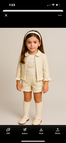CHIBC By Deolinda Cream Tweed & Pearl Girls Short Set with Jacket