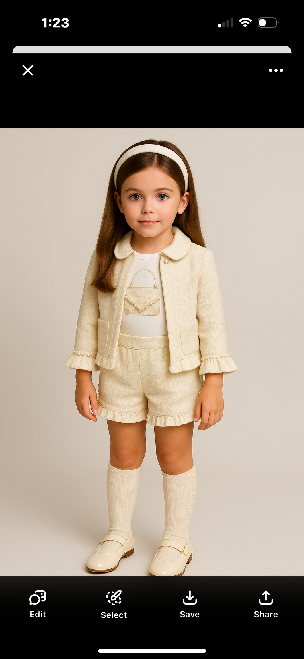 CHIBC By Deolinda Cream Tweed & Pearl Girls Short Set with Jacket
