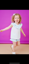 Load image into Gallery viewer, Rapife Girls Waffle Frill Collar Short Set - Blue