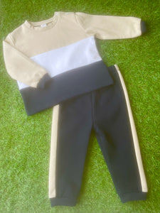 Boys 2 Tone Tracksuit - Navy & Camel