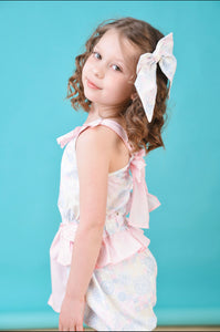 Babine Girls Pink Pastels Tiles Jumpsuit