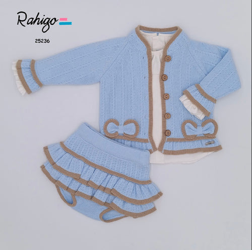 Rahigo Girls 3 Piece Set with Socks - Blue & Camel