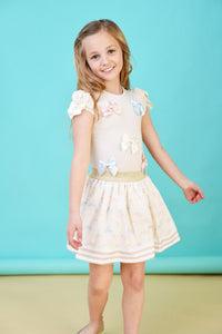 Neon Girls Bow Skirt Set - Camel 🤎