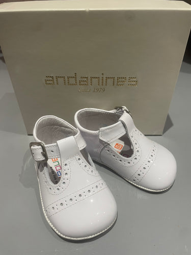 Andanines Boys White Patent Pram Shoes