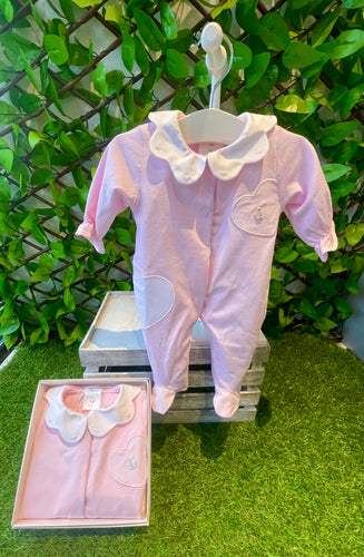 Deolinda Baby Girls Heart Baby-grow - Pink