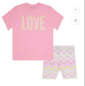 A Dee Loraine Chevron Cycling Short Set - Pink Fairy