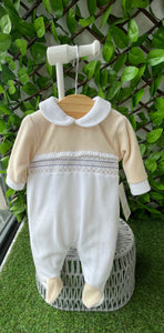 Baby Boys Velour Baby Girl - Camel & White