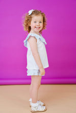 Load image into Gallery viewer, Rapife Girls Waffle Frill Collar Short Set - Blue