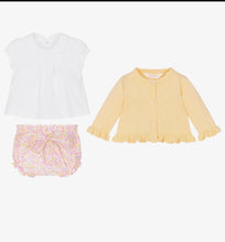 Load image into Gallery viewer, Mayoral Newborn
Baby Girls Yellow &amp; Pink Cotton Shorts Set with Floral Print