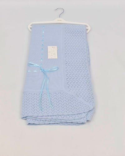 Spanish Baby Knitted Blanket- Blue