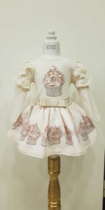 Neon Girls Cupcake Skirt Set - Camel & Cream