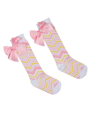 A Dee Lara Chevron Knee High Socks - Bright White