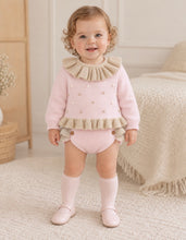 Load image into Gallery viewer, Baby Girls Knitted 2 Piece Jam Pant Set - Pink/Camel