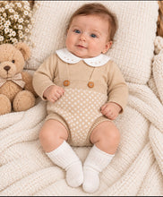 Load image into Gallery viewer, Baby Boys Knitted 2 Piece Romper - Camel