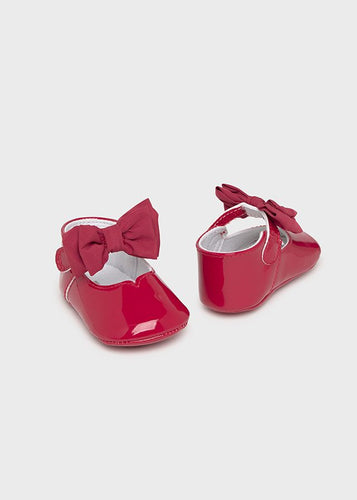 Mayoral Girls Bow Soft Sole Pram Shoes - Red