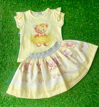 Load image into Gallery viewer, Girls Neon Teddy Bear Skirt Set - Lemon