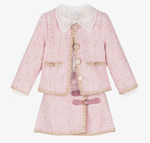 Load image into Gallery viewer, Beau Kid Girls Pink Tweed Skirt Set