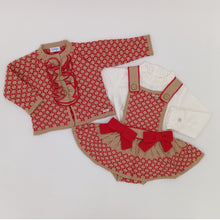 Load image into Gallery viewer, Rahigo Girls Exclusive 4 Piece Romper Set - Red &amp; Camel