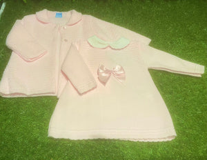 Sardon Girls Pink Knitted Jacket & Dress Set