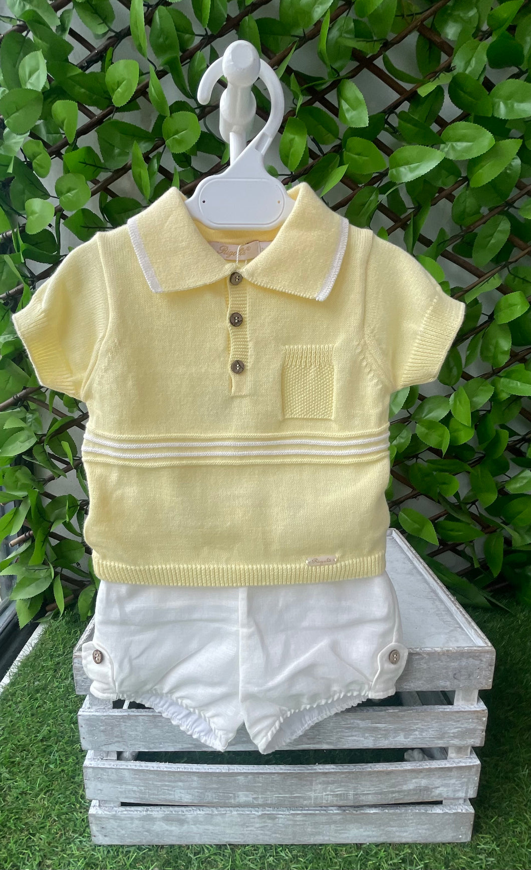 Rigola Boys Summer Sun Lemon & White Cotton & Linen Short Set
