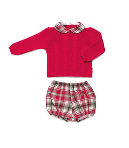 Juliana Boys Red Tartan Set