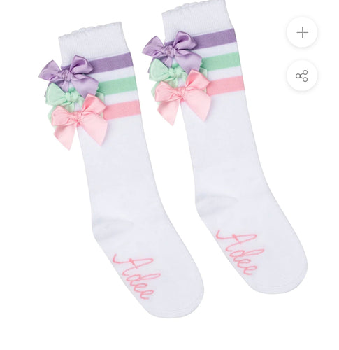 A Dee Noola Bow Knee High Sock - Bright White