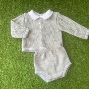 Baby Boys Knitted 2 Piece Set - Grey