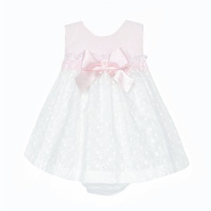 BABY GIRL WHITE EMBROIDERY SMOCK DRESS WITH PANTS