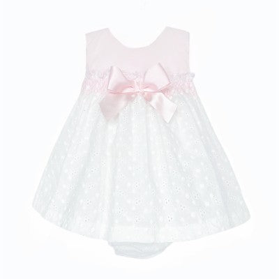 BABY GIRL WHITE EMBROIDERY SMOCK DRESS WITH PANTS