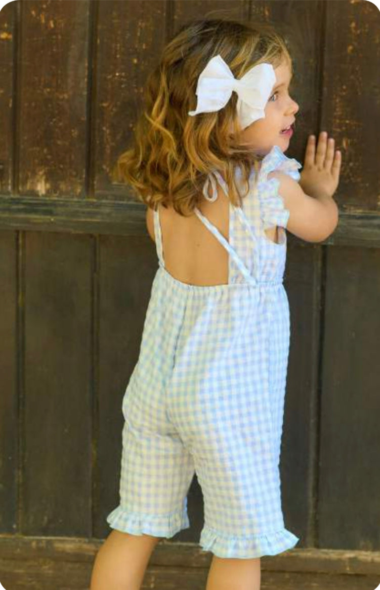 Rapife Girls Checked Jumpsuit - Blue 💙