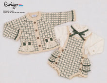 Load image into Gallery viewer, Pre-Order Rahigo Girls EXCLUSIVE 4 Piece Romper Set with Socks in Cream &amp; Green