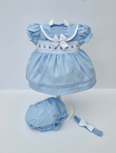 Baby Girls Dress & Nickers - Blue