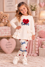 Load image into Gallery viewer, Giorgio Bambini Girls Love Leggings -Cream