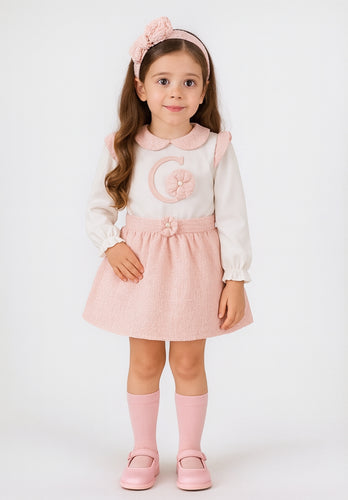 CHIC By Deolinda Girls Pink Chiffon & Tweed Girls Puffball Skirt Set