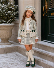 Load image into Gallery viewer, Pre-Order Rahigo EXCLUSIVE Cream &amp; Green 5 Piece Knit Skirt Set with Beret &amp; Socks