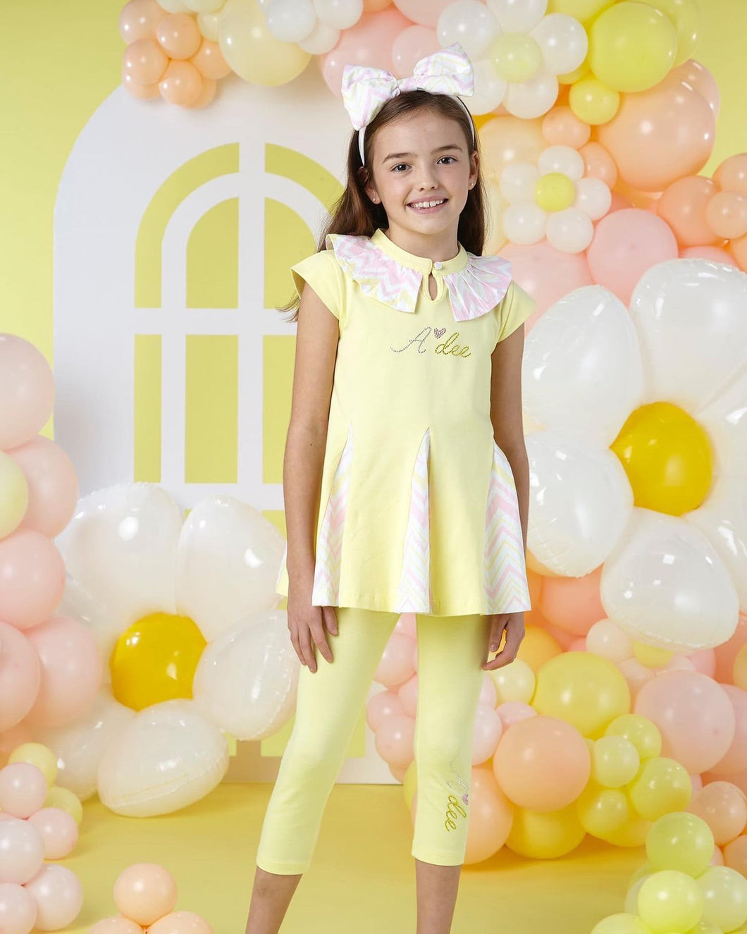 A Dee Lottie Chevron Legging Set - Lemon Cake