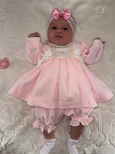 Load image into Gallery viewer, Pretty Originals Girls Pink Rose Double Bow Dress &amp; Blommers with Headband