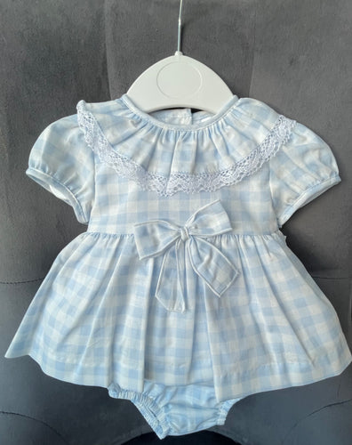 Little Noah Baby Girls Check Dress & Nicker Set - Blue