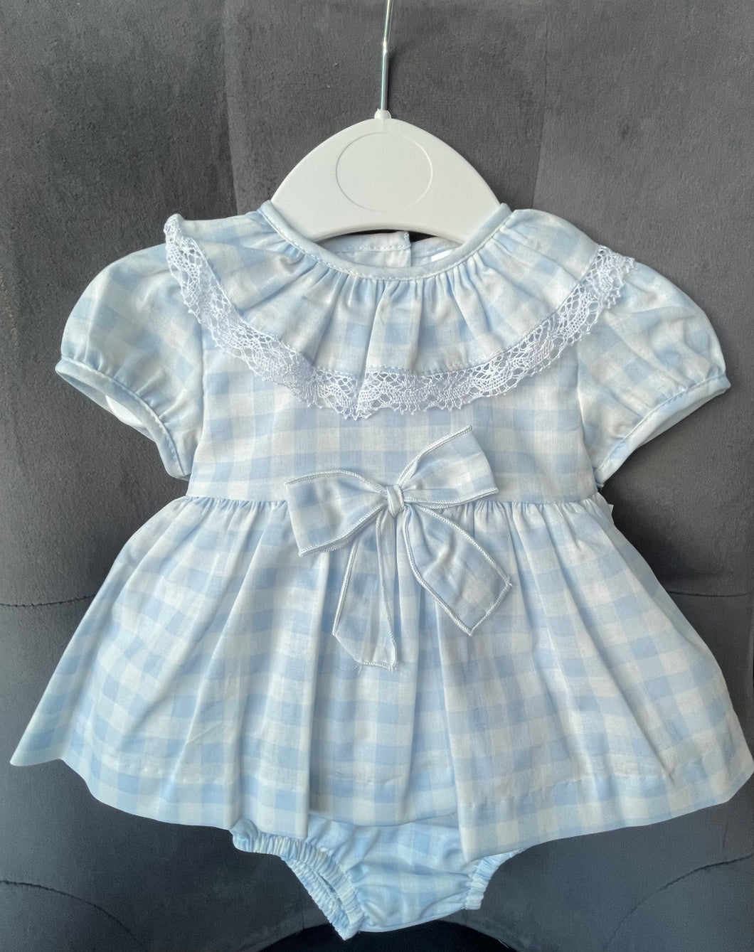 Little Noah Baby Girls Check Dress & Nicker Set - Blue