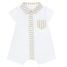 Load image into Gallery viewer, Deolinda Beige Stripe Trim Romper