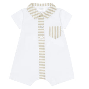 Deolinda Beige Stripe Trim Romper