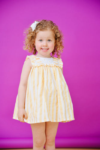 Deolinda Baby Girls Sunny Dress & Bloomers - Yellow & White