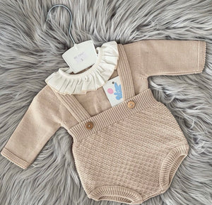 Baby Girls Knitted Hbar Set - Camel
